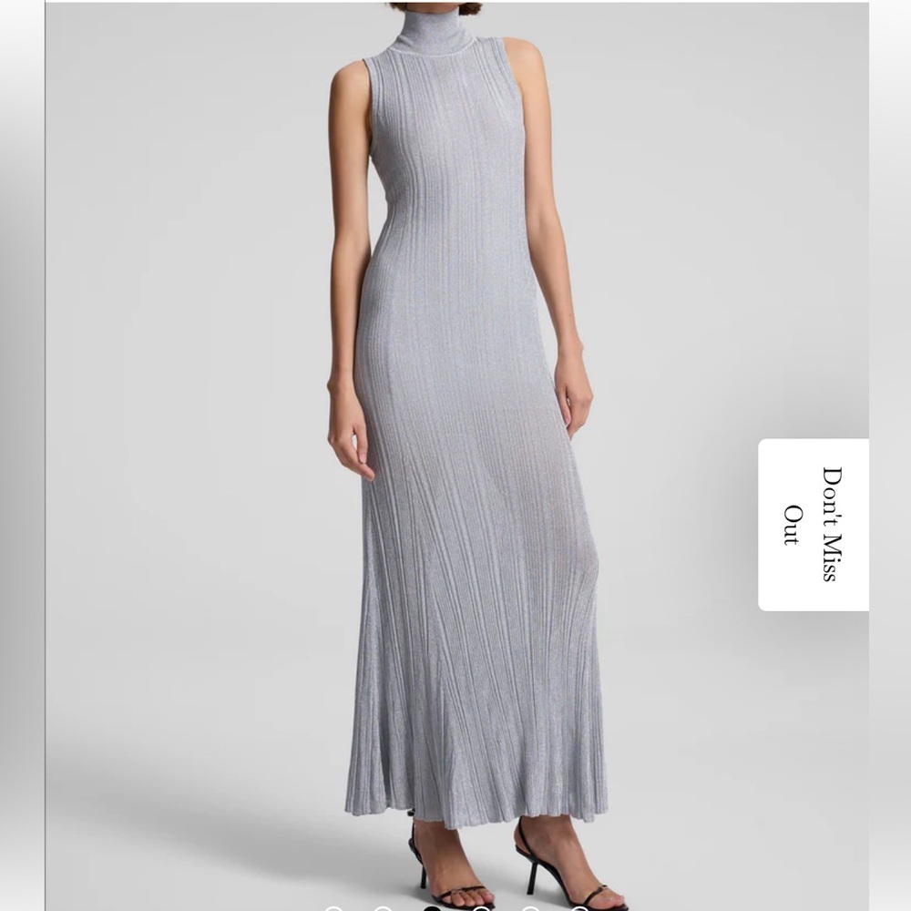 A.L.C. Sleeveless Silver Ribbed Maxi Dress